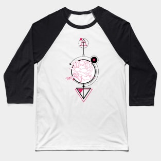 Peony flower, graphic drawing, sketch with geometric details Baseball T-Shirt